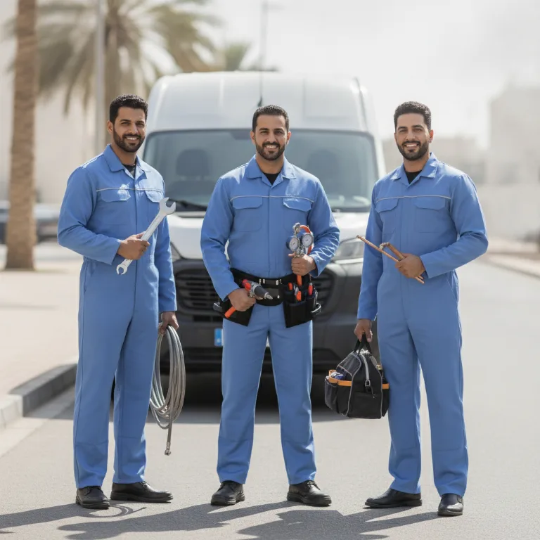 فني مضخات حرارية فريق في واحة دبي للسيليكون